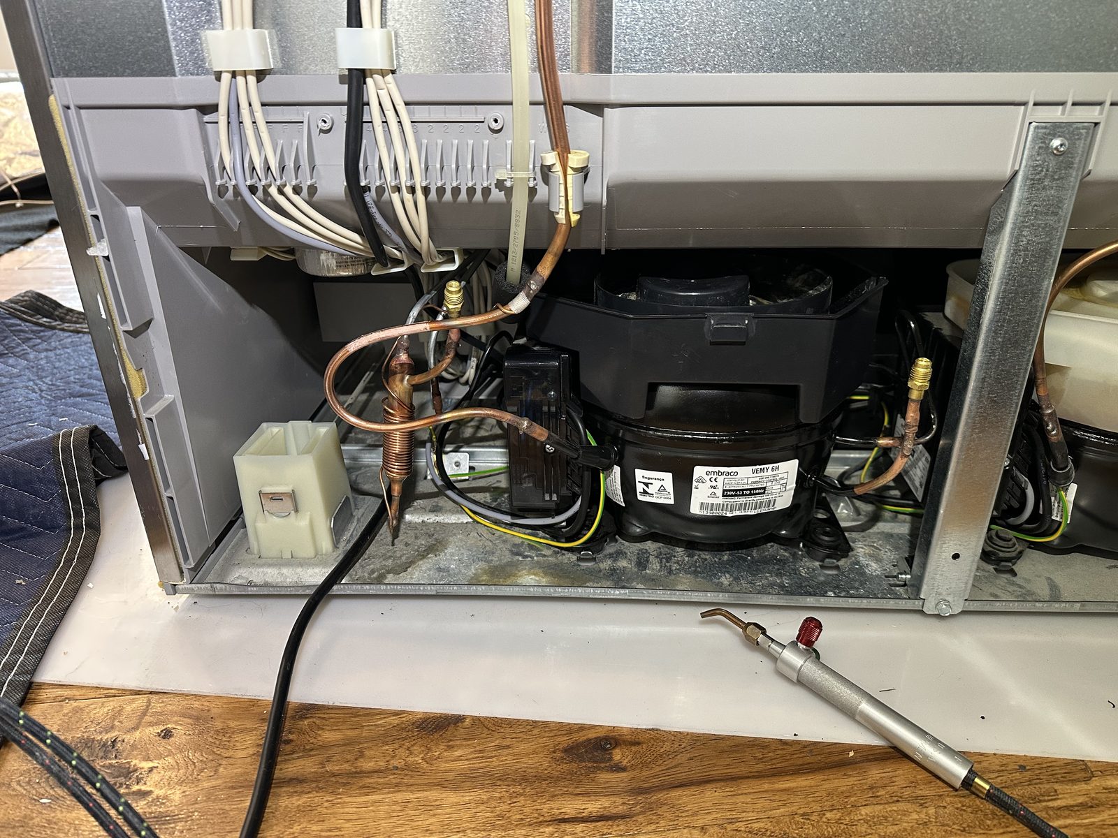 Refrigerator compressor replacement, brazing the sealed system lines